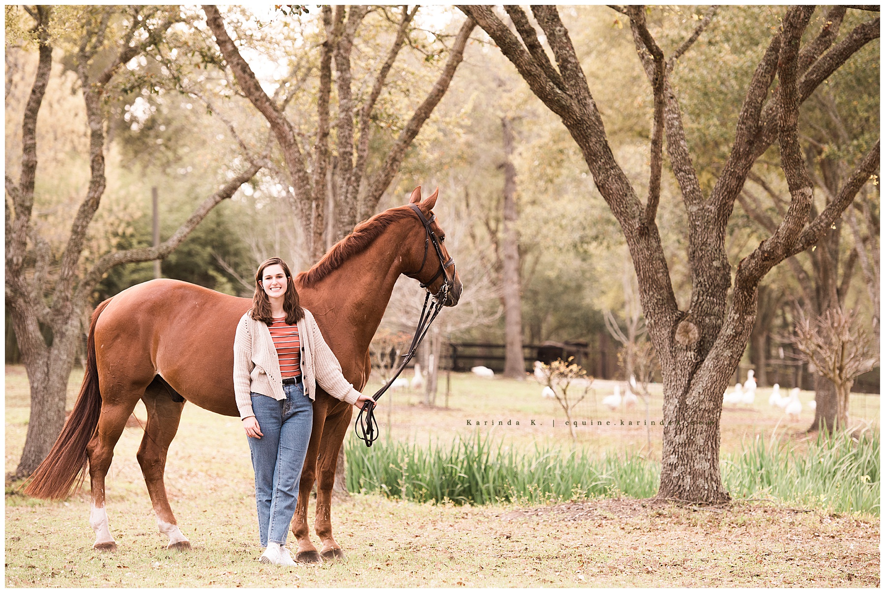 casual outdoor horse and rider portrait 