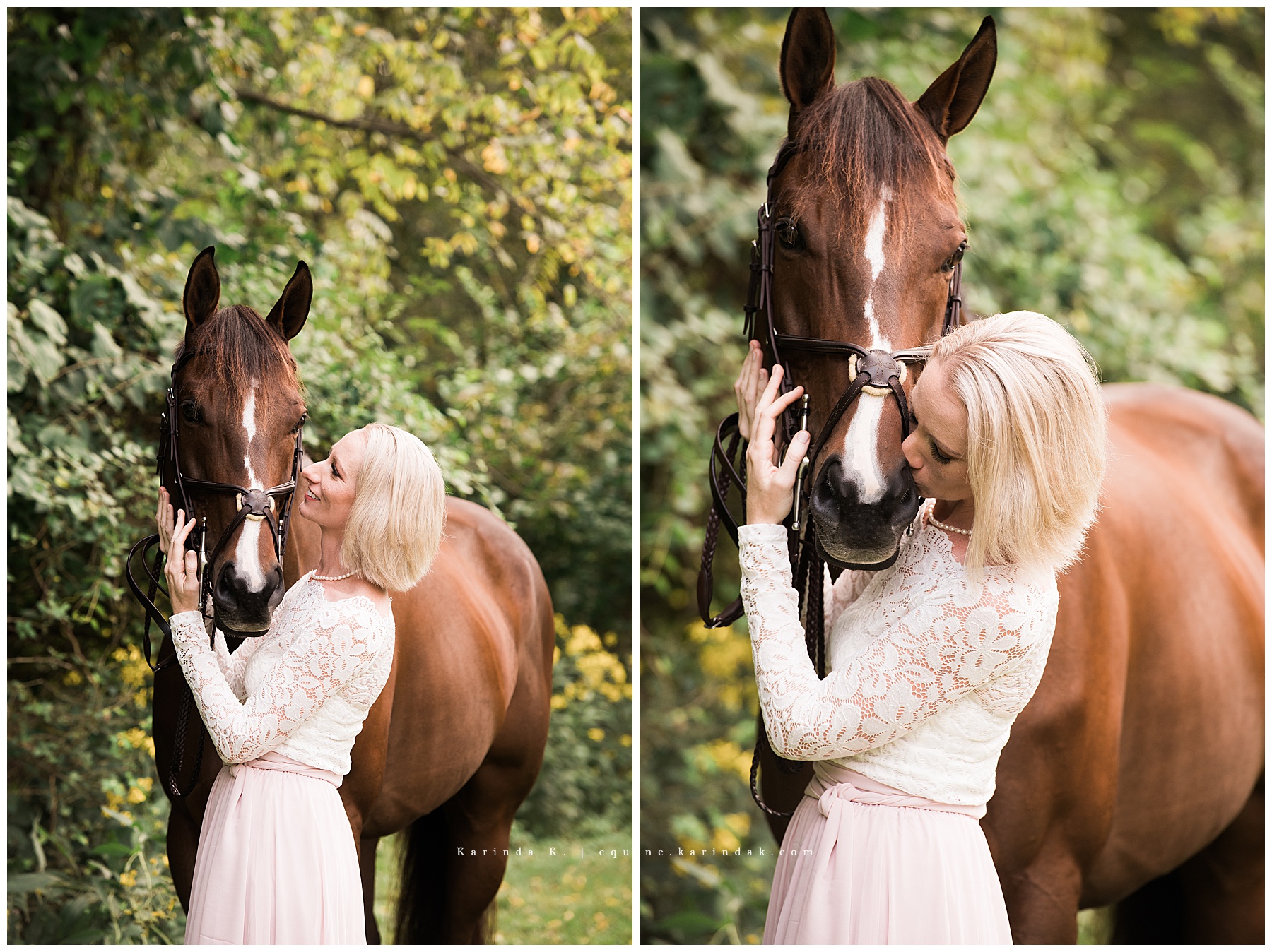 horse and rider portrait kisses