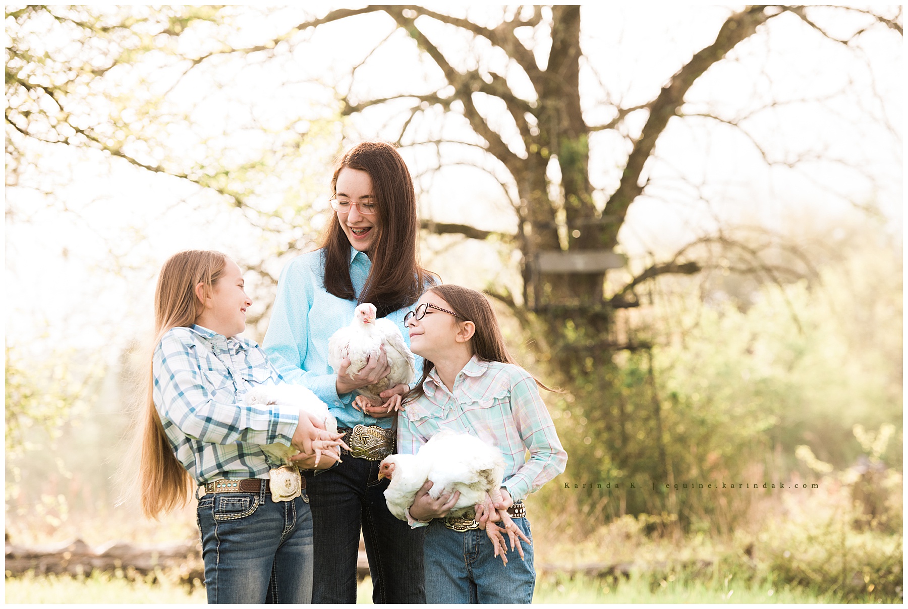 outdoor children and chicken portraits 