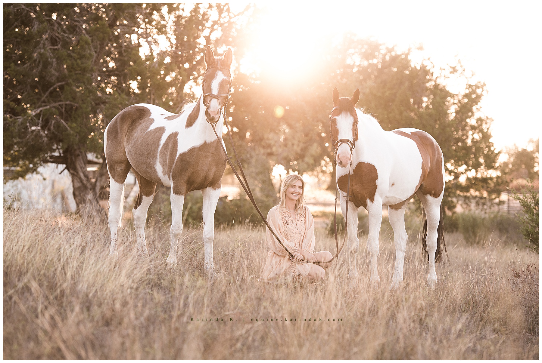 kneeling with horses pose 
