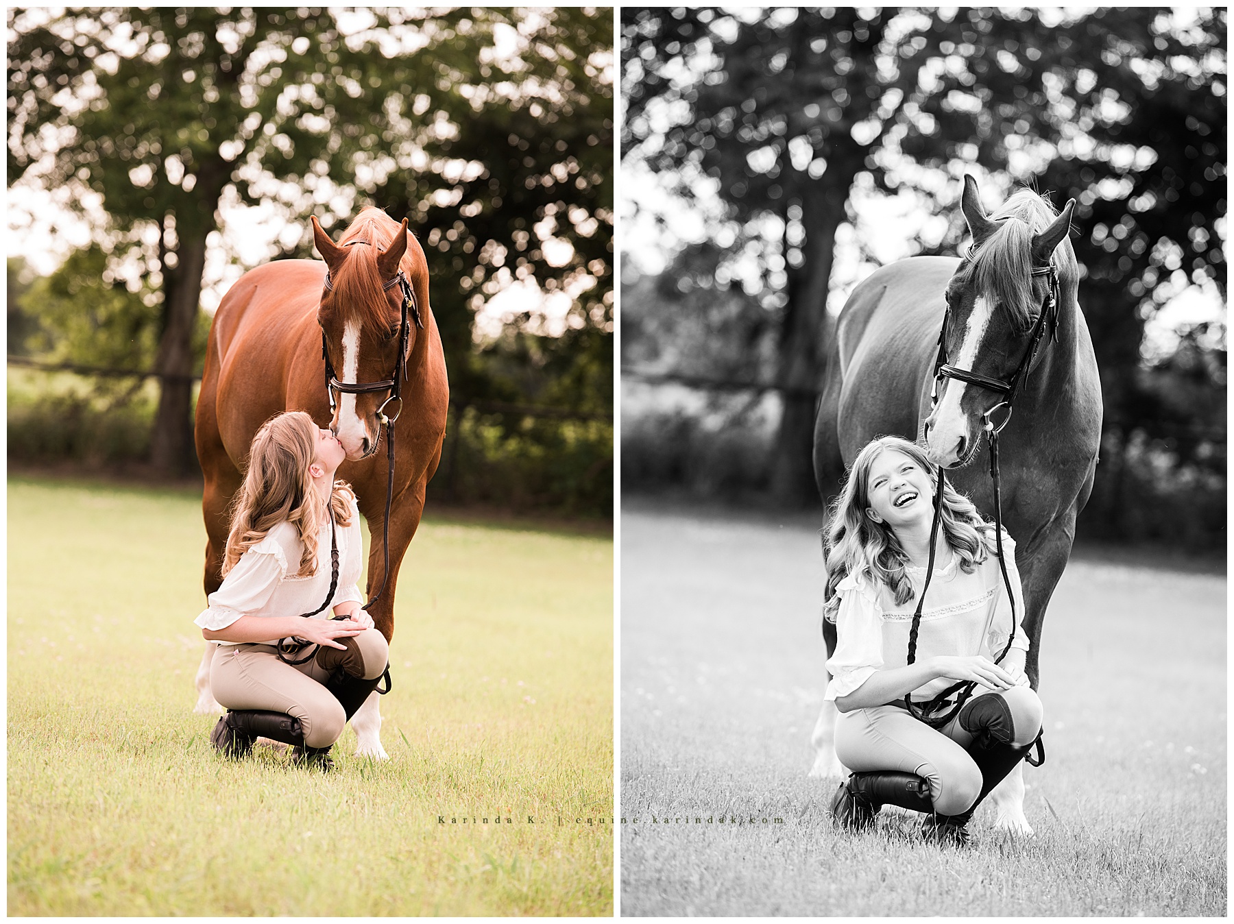horse and rider kneeling poses 