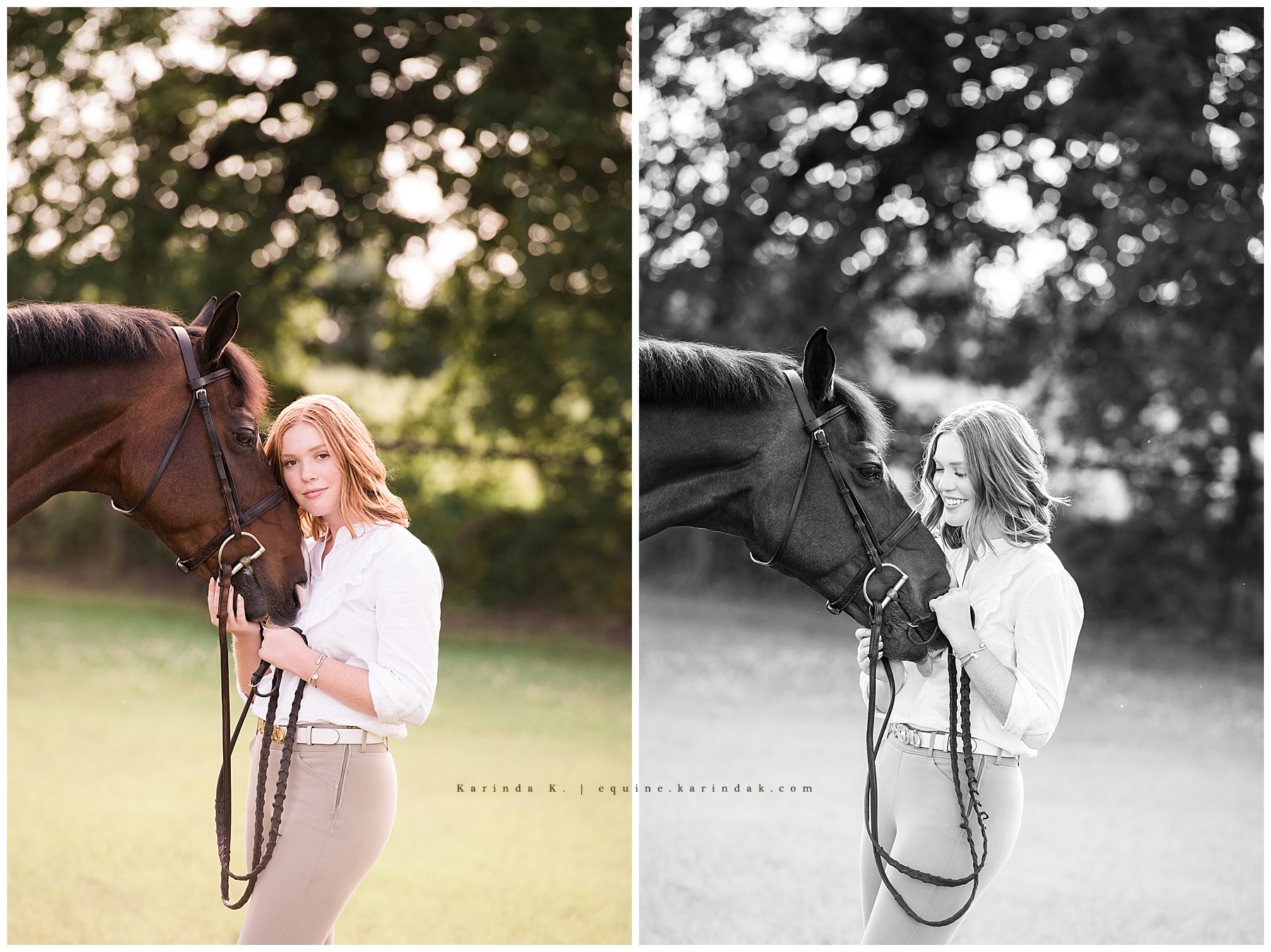 horse and rider portraits color vs black and white 
