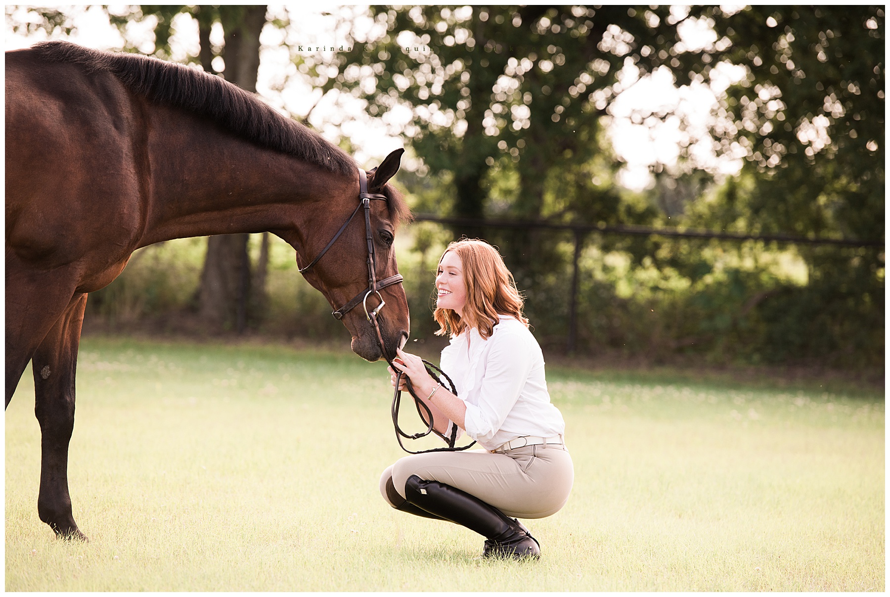 horse and rider kneeling pose