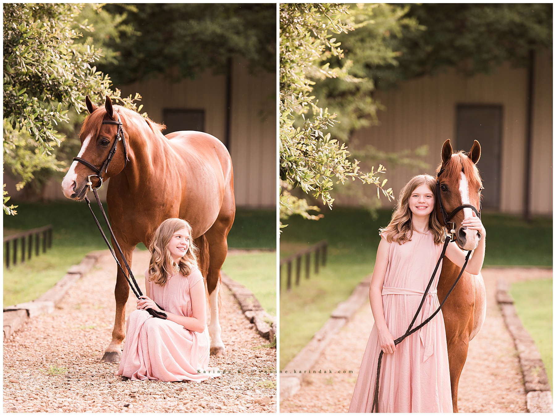 chestnut horse and rider portraits with outdoor background 